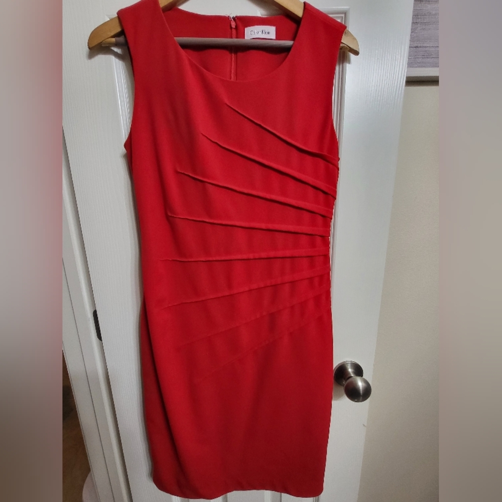 Calvin Klein Bright Red Dress EUC